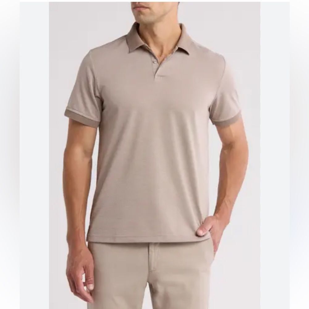 Salt Two Tones Heathered Tan Cotton Polo Shirt L
